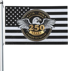 250th Anniversary American Flag 3×5 Ft (1776-2026), Black and White USA Flag wit