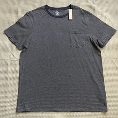 New J.Crew Slub Jersey Stripe Pocket Tee Shirt XL Mens Navy Blue Cotton