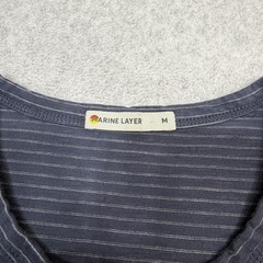 Marine Layer Signature Crew Tee Shirt Mens Medium Blue Striped Made USA Casual