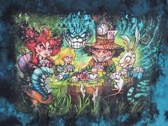 Alice in Wonderland Shirt Mens XL Green Black Tie Dye Big Chris Get Down Art