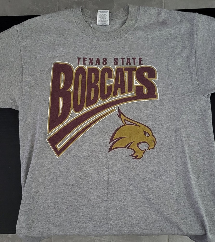 Mens Size LARGE Texas State BOBCATS T-Shirt San Marcos TEXAS Jerzees 90 Cot/10Po