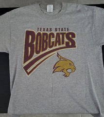 Mens Size LARGE Texas State BOBCATS T-Shirt San Marcos TEXAS Jerzees 90 Cot/10Po