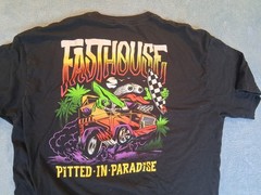 Fasthouse Mens Black Graphic Short Sleeve T-Shirt Pitted In Paradise Size XL