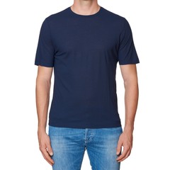 Kiton KIRED “Baciomc” Navy Blue Exclusive Crepe Cotton Short Sleeve T-Shirt XS