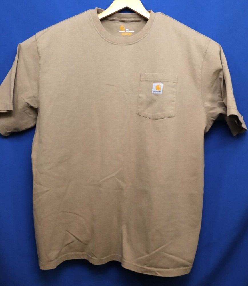 Carhartt Men’s Normal Fit Heavyweight Short-Sleeve Pocket T-Shirt Tan Khaki