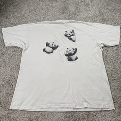 Anvil Shirt Mens 2XL White Panda Bamboo Pocket Graphic Back Print Tee Cute