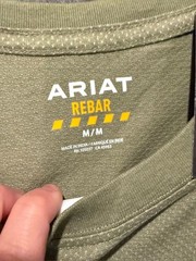 Ariat Rebar Work Pocket Tee Mens Medium Green Wicking Venttek 360 Shield NWT