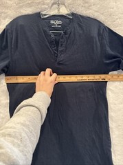 GALAXY BY HARVIC MENS SHORT SLEEVE SHIRT BUTTON NECK SOLID BLUE SIZE M