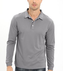 Men’s Polo Shirt Long Sleeve Outdoor Golf T Shirt 3-Button Quick Dry Lightweight