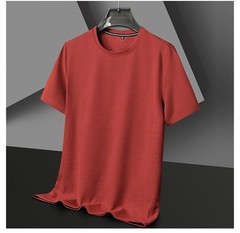 Mens Knitted O-neck Breathable Thin Cashmer Short Sleeve Tee Solid Color Tops