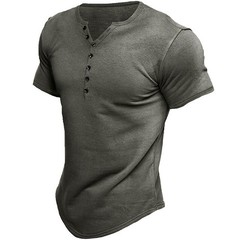 Mens Short Sleeve Henley T-Shirt Casual V Neck Slim Fit Muscle Tops Blouse Tee