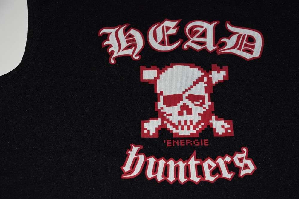 VTG 90s ENERGIE HEAD HUNTERS SKULL SLEEVELESS T-SHIRT TANK TEE M/Slim ITALY Y2K