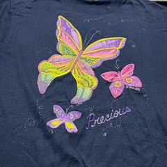 Vintage Butterfly T Shirt 1989 Single Stitch Screen Stars PolyCotton Navy M Fit