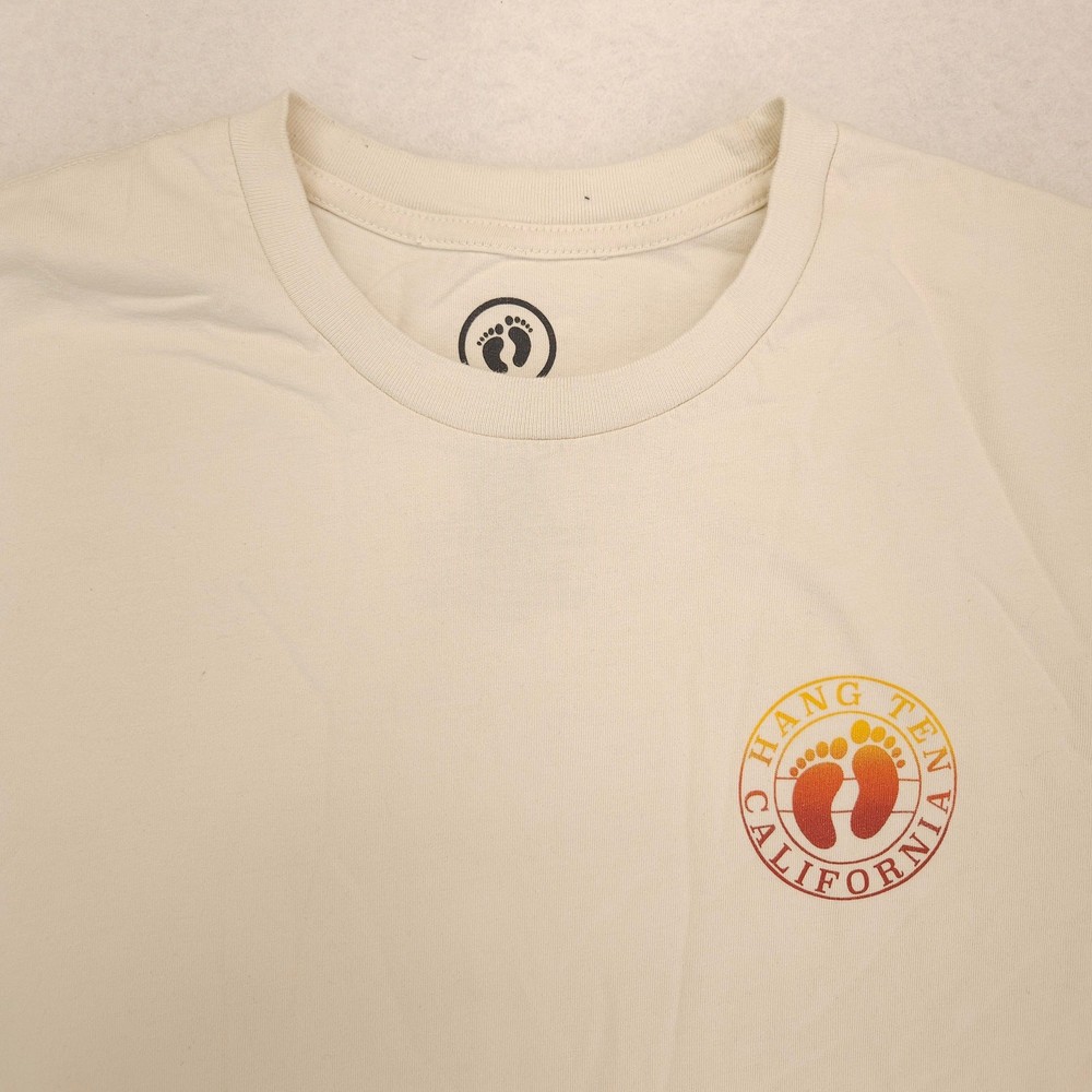 Hang Ten Casual Short Sleeve Crew Neck T-Shirt Mens Size Medium M Off White
