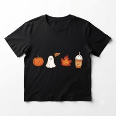 Fall Doodle T-Shirt Cute Cozy Autumn Vibes Spooky Season Halloween Shirt