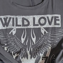 Express Wild Love Graphic Lace Up T-Shirt Size S Gray Grunge Y2K Goth Streetwear