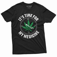 Men’s Marijuana Weed Funny T-shirt Time for Medicine 4:20 Clock Cannabis Tee