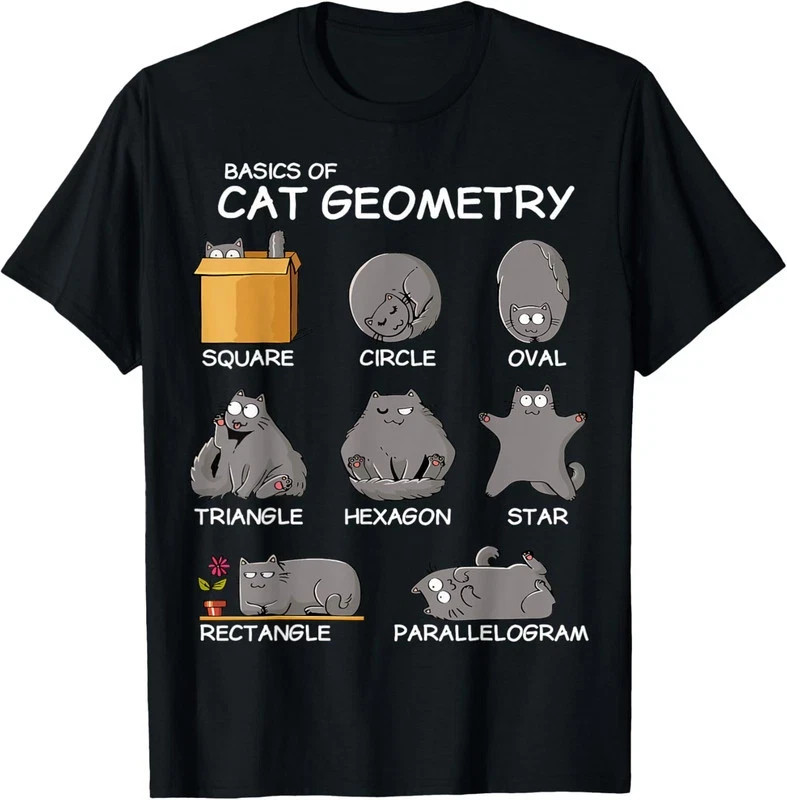 Basics of Cat Geometry Math Funny Cat Lover Gifts Unisex T-Shirt