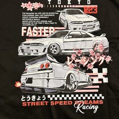 Tokyo Racing Street Speed Dreams Graphic T-Shirt Black Japanese Cars Men’s L