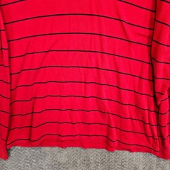 Polo Ralph Lauren Mens XL Red Navy Striped Cotton Turtleneck Long Sleeve Shirt