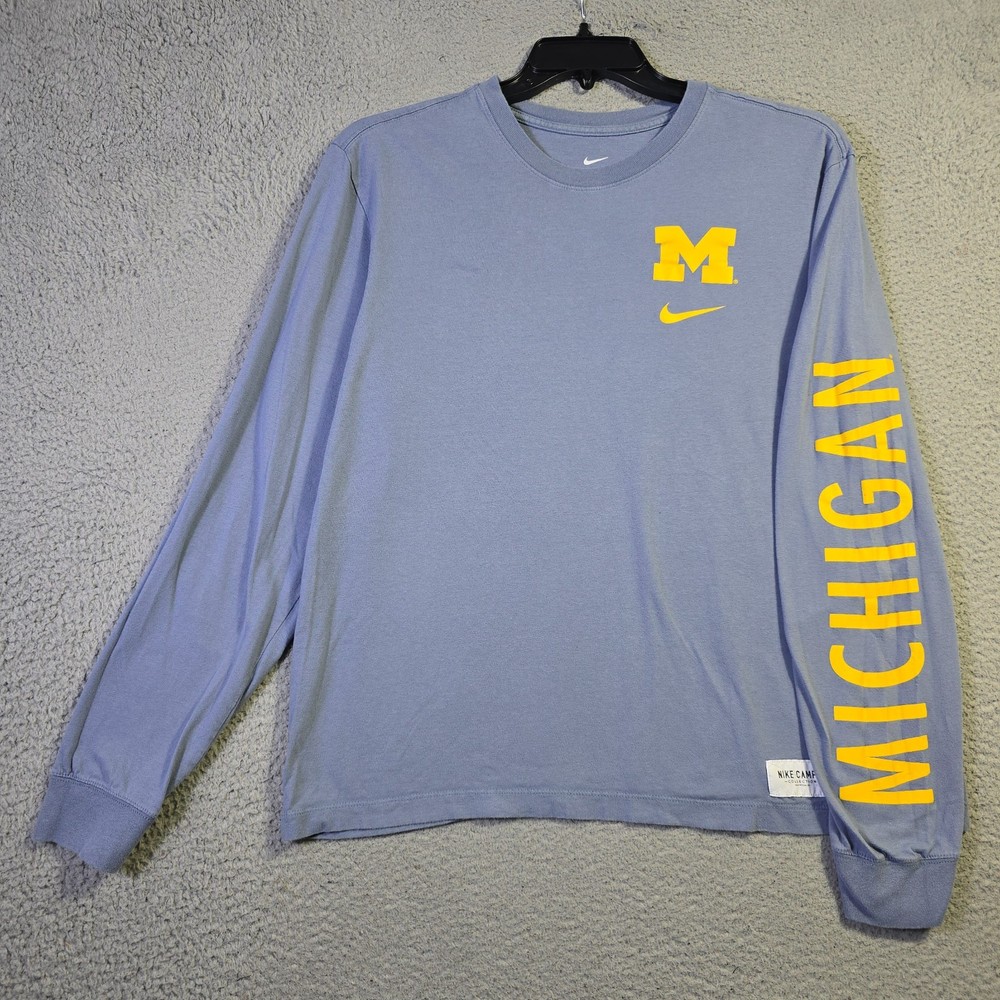 Nike Michigan Wolverines Mens Large Blue U of M College Champion Long Sleeve