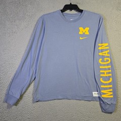 Nike Michigan Wolverines Mens Large Blue U of M College Champion Long Sleeve