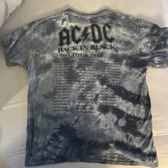 AC/DC Back In Black Tour 1980 Tie Dye Band T-Shirt Mens Rock Graphic Tee Size L