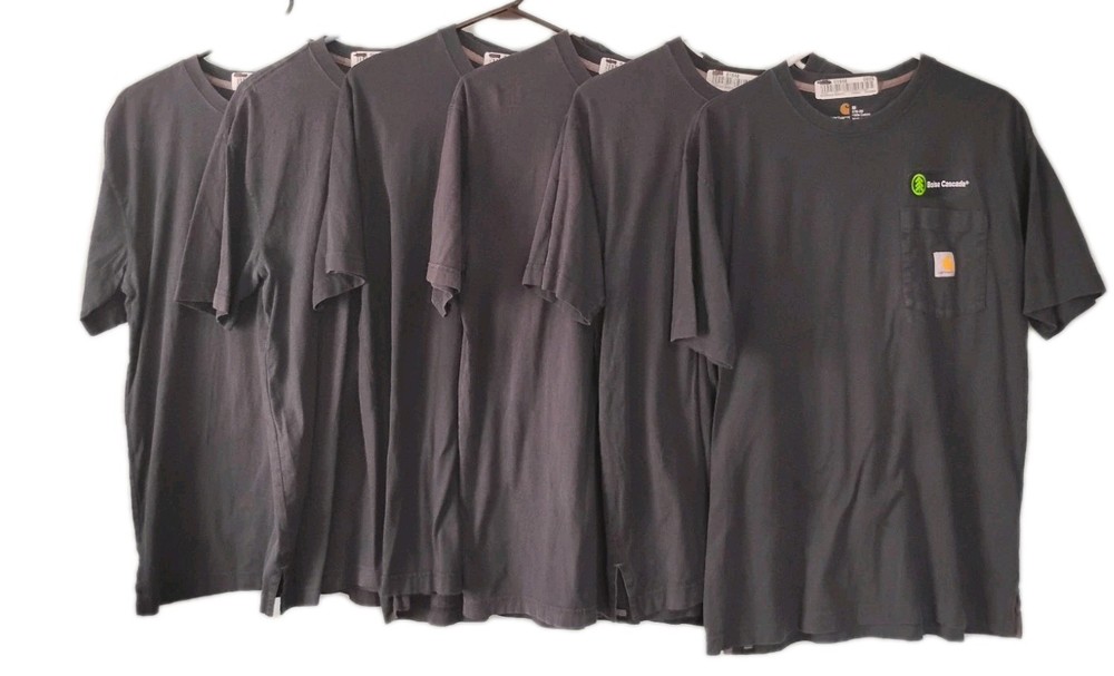 Lot Of 6 Carhartt Mens Medium BluePocket Crewneck T- Shirt Work Uniform Rental