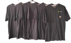 Lot Of 6 Carhartt Mens Medium BluePocket Crewneck T- Shirt Work Uniform Rental