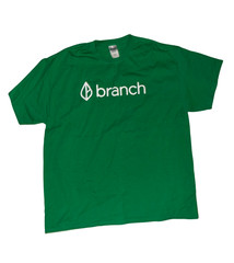 Branch Logo Green Graphic T Shirt XL Gildan Heavy Cotton Short Sleeve Tee