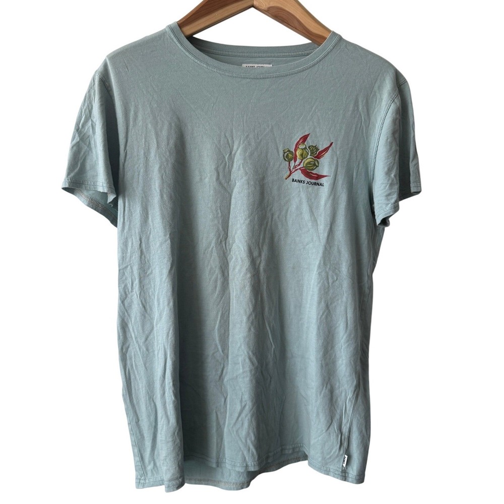 Banks Journal Mens Organic Cotton Graphic T-Shirt Seafoam Green Size Medium