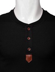 H2H Mens Long Sleeve Slim Fit Henley T-Shirt with Buttons Black US XL/Asia 2XL