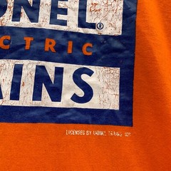Vintage 80s Lionel Electric Shirt Mens FITS Medium Orange Single Stitch 19×28.5