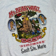 Vintage 90’s Ms Bear Whiz Beer T-Shirt Men’s L Single Stitch Funny Made in USA