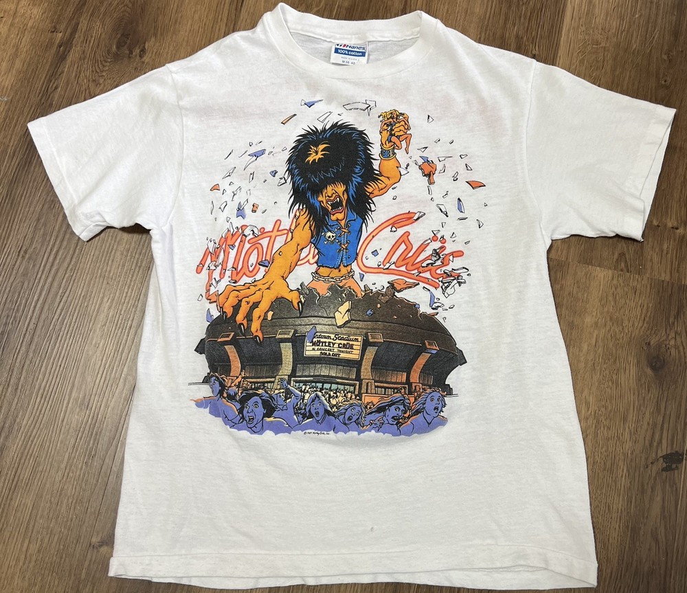 Vintage 1980s Motley Crue Wild Side Stadium T Shirt Metal Tee RARE Kickin Ass S