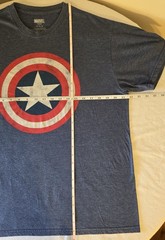 Marvel T-Shirt Captain America Distressed Shield Graphic Logo Blue Size Large