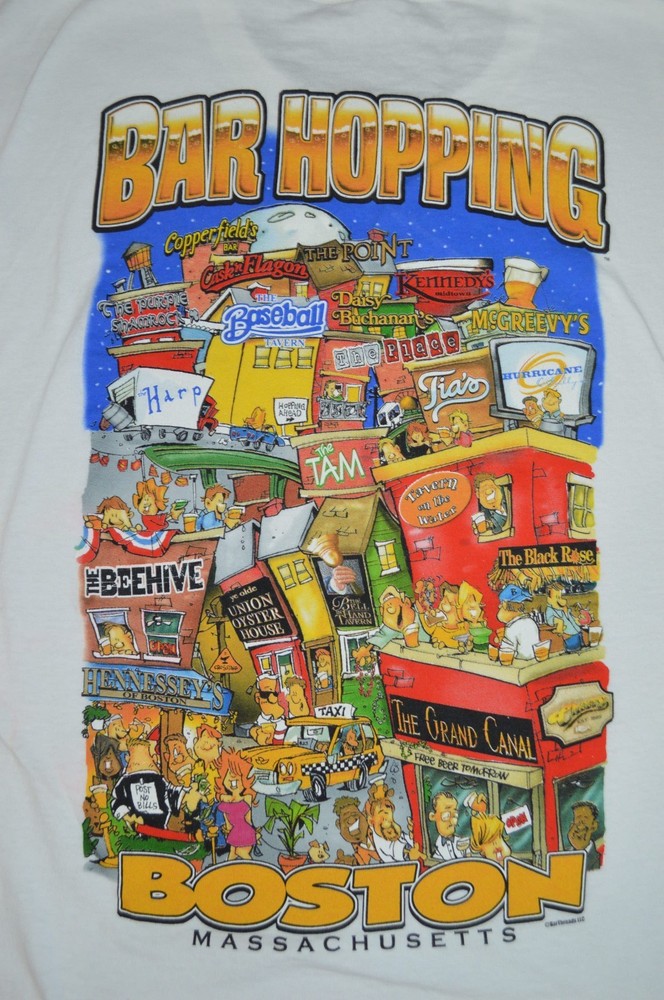 Barthreads Boston MA Pubs / Bars TSHIRT XXL 2XL Y2K Beehive The Tam Harp Point