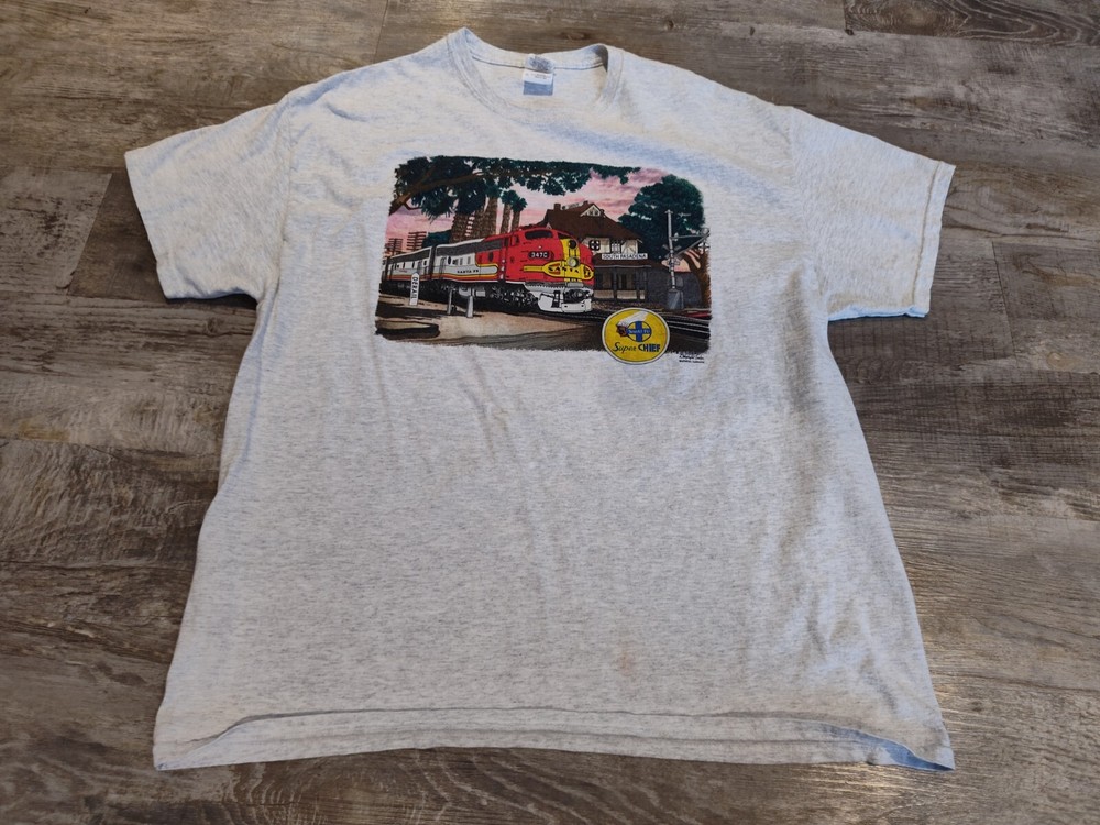 Vintage Sante Fe Super Chief Graphic Tee Shirt Grey Size XL Daylight Sales