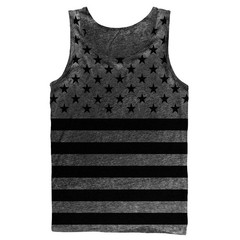 Men’s Americana Tank Top – Black/Gray Flag Print MAD ENGINE L XXL