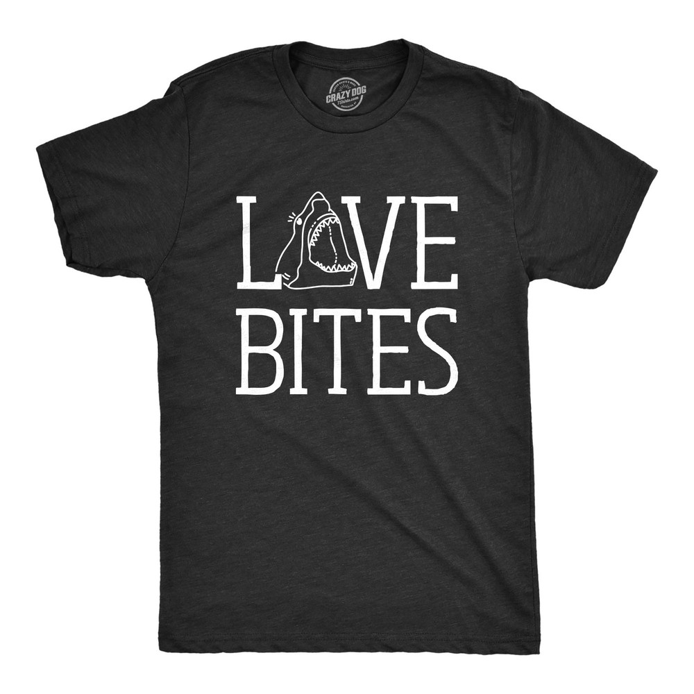 Mens Love Bites Funny Shark Dating Relationship Valentine’s Day T shirt