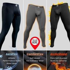 Real Men 28in Modal Leggings V-Fly B Pouch Sm 2pk Blk/Gry Long Johns for Men …
