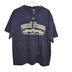 New York Yankees Yankee Stadium Built Majestic 2009 Baseball T-Shirt Mens XL