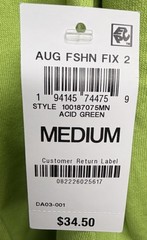Mode of One MEN’S Acid Green Square Pocket T-Shirt Sz. Medium NWT