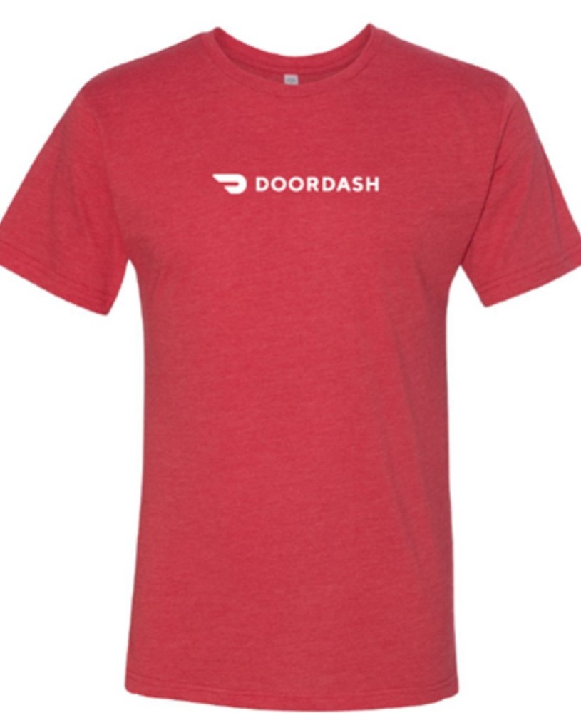 DoorDash Red Logo Cotton Men’s Regular Fit Short Sleeve Crew Neck T-Shirt