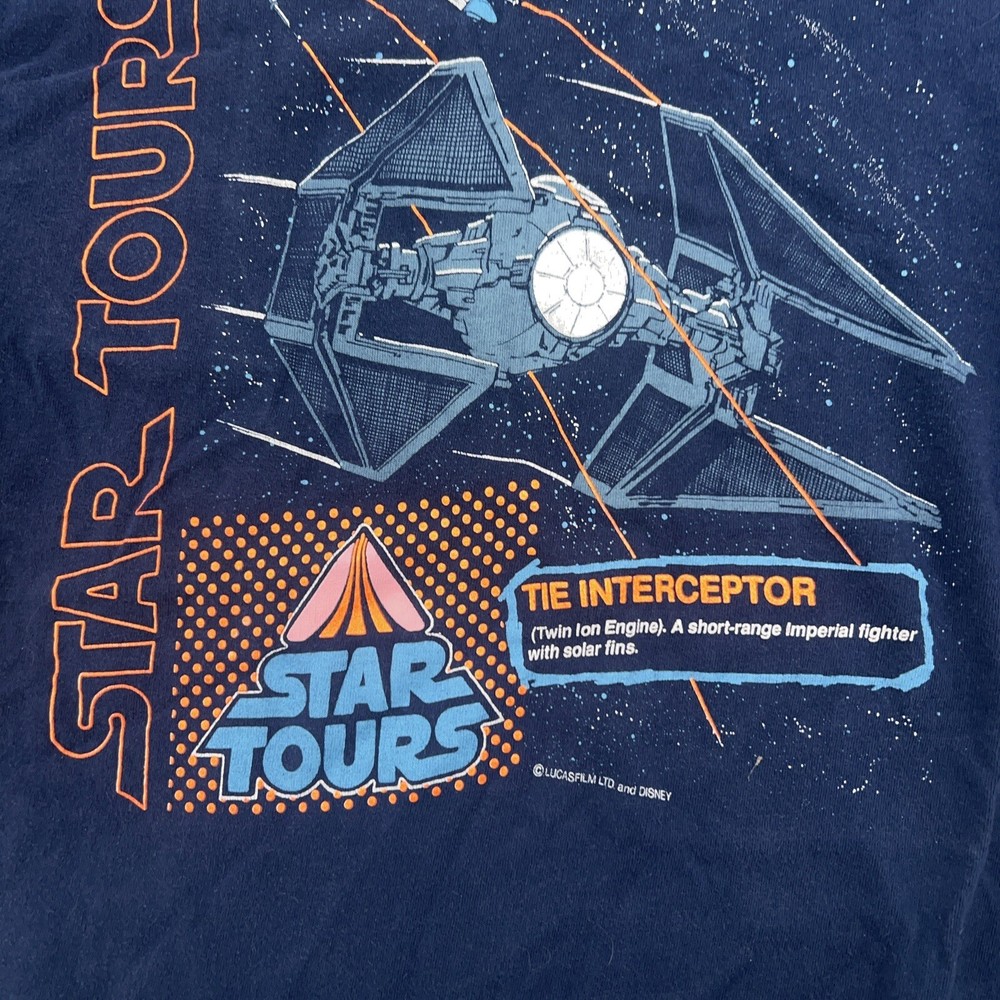 VTG 90s Star Wars Star Tours The Interceptor Single Stitch Shirt 36″ Disney Land