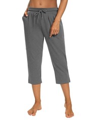 Women Capri Yoga Pants Loose Joggers Drawstring Sweatpants with Pockets