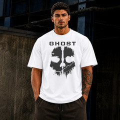 Ghost Skull Graphic Oversized T-Shirt Streetwear Unisex Heavy Cotton Gamers Tee