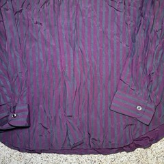Intl Male Black Satin Stripe Shirt Large Glam Rock Goth Clubwear Vintage 80s