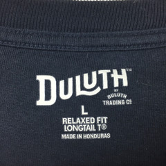 Duluth Mens Large Relaxed (48 in Chest) Navy Blue Henley Pocket Longtail Tee