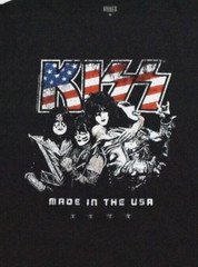 KISS Mens Kiss Group Patriotic Stars & Stripes Retro Graphic Black Shirt New XL